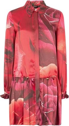 Roberto Cavalli Mini abito chemisier con stampa rose - - Dresses - Donna - Rosso - M