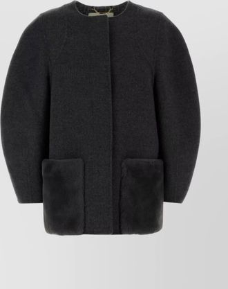 Fendi wool blend jacket round shoulders