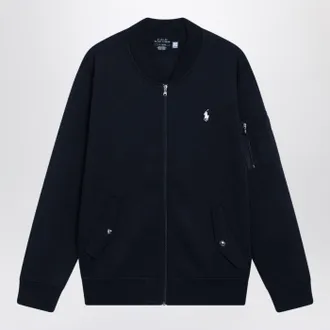 Polo Ralph Lauren Marineblaues Sweatshirt aus Baumwollmischung mit Rei&szlig;verschluss