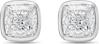Diana M. Jewels 14KT WHITE GOLD LAB GROWN CUSHION CUT STUDS IN A BEZEL SETTING WEIGHING 3.00 CTS TW