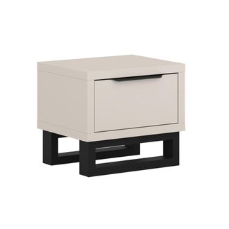 Petits Meubles Mesita de noche 1 caj&oacute;n y negro tableros aglomerados laminados
