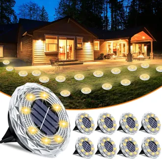 OEM Set Di 8 Faretti Solari Da Incasso Impermeabili Per Esterni, Cortili E Giardini Faretti Solari A Disco Ad Alta Luminosit&agrave; Illuminazione Da Incasso Ada