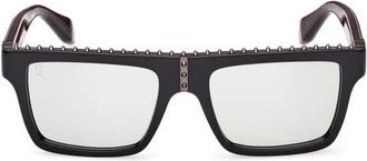 Christian Louboutin 56mm Rectangular Sunglasses in Black Outside/red Gunmetal at Nordstrom