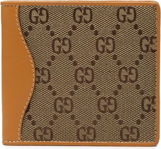 Gucci Beige Brown Gg Canvas Leather Wallet (Bi-Fold) (Pre-Owned)