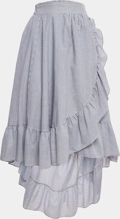 Maje White/blue Striped Cotton Blend Asymmetric John Skirt