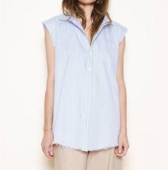 Raquel Allegra Gardener Stripe Shirt In Blue