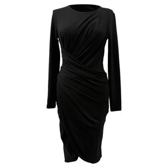 Michael Kors midi-jurk met wikkeleffect in zwart rayon