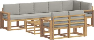 vidaXL Conjunto De Sof&aacute;s De Exterior 9 Uds. Blanco Y Gris Claro Vidaxl