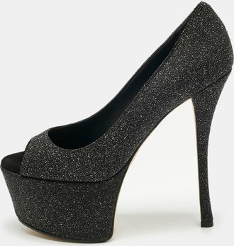 Giuseppe Zanotti Black Quartz And Suede Sharon Platform Pumps