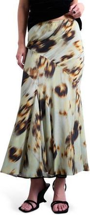 Topshop Ikat Print Bias Cut Maxi Skirt in Medium Green at Nordstrom Rack, Size 4 Us (Fits Like 0-2)
