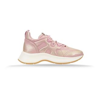 Hogan Sneakers, female, Pink, 5 UK, Leather Lace-Up Trainers with Perforated Toe
