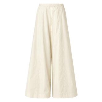 Meimeij Wijde Pantalon met Plooien - Dames - Broeken - Wit - Maat: M Poliester