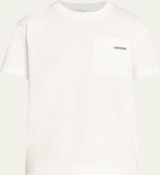 Brunello Cucinelli Cotton Jersey Short-Sleeve T-Shirt With Monili Tab Pocket