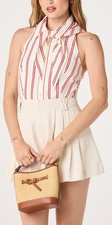 ASTR the Label Adrianna Stripe Cotton Halter Top in Red Stripe at Nordstrom, Size X-Small