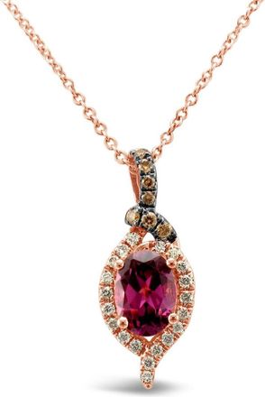 Le Vian Royal Blues 14K Rose Gold 1.02 Ct. Tw. Diamond & Purple Garnet Pendant Necklace