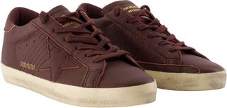 Golden Goose Womens Super Star Sneakers - Golden Goose Deluxe Brand Leather Burgundy Calfskin Shoes