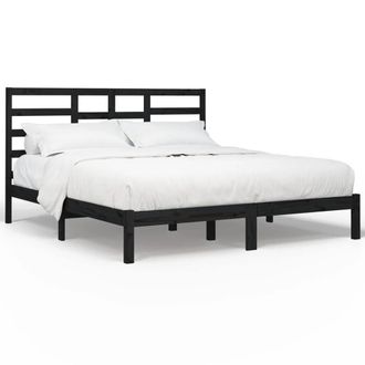 Berkfield Home Bed Frame Black Solid Wood 200x200 cm