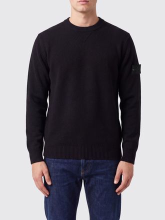Stone Island Maglia girocollo in misto cotone con patch logo Compass
