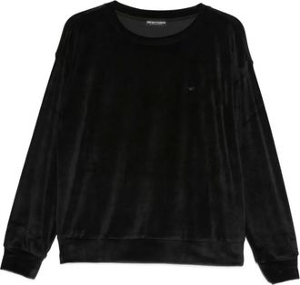 Emporio Armani velvet logo sweater - Black