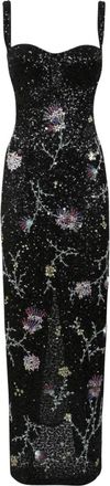 Des_Phemmes Abito Lungo con Paillettes Floreali - - Dresses - Donna - Nero - M