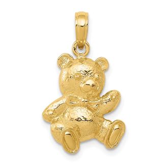 Diamond2Deal 14k Yellow Gold Teddy Bear Pendant