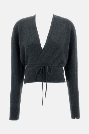 Extreme Cashmere Grey Ella Ballerina V-Neck Cashmere Wrap Cardigan