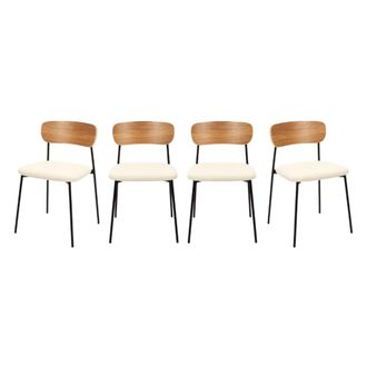 Calicosy Set de 4 sillas en tejido bucle color crema l46 cm - beige