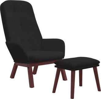 vidaXL Sill&oacute;n De Relax Con Taburete Terciopelo Negro Vidaxl