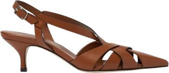 Scarosso Tan Calf Slingbacks - Dames - Sandalen met hakken - Bruin - 39 EU - Leer - Schoenen