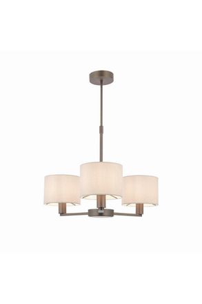 Netlighting Daley Multi Arm Pendant Light Antique Bronze Plate Marble Fabric in Brown
