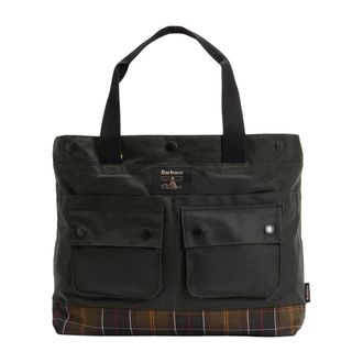 Barbour Shopping Bags, male, Green, ONE SIZE, Waxed Tote Bag Sage Classic