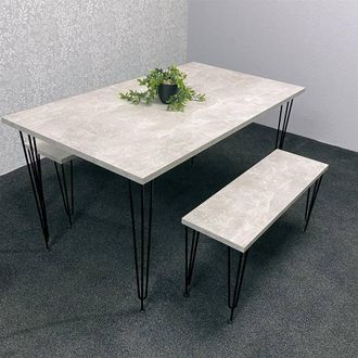 Kosy Koala Modern Grey Dining Table with 2 Benches Dining Room Furniture in Brown