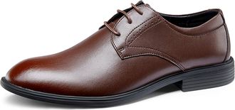 Generic Shoes Dress Oxford for Men Lace Up Derby Shoes Round Toe Faux Leather Anti-Slip Resistant Non Slip Low Top Business(Brown,6.5 UK)