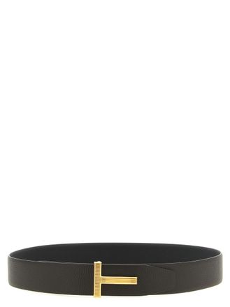 Tom Ford Dark Brown T Buckle Reversible Belt