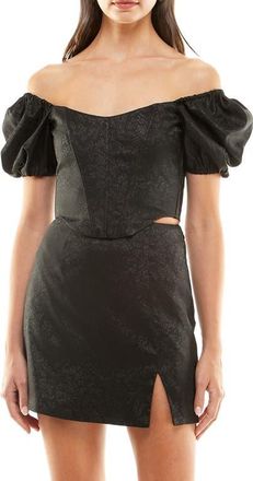 Wayf x Jourdan Sloane Emma Puff Sleeve Corset Top in Black at Nordstrom, Size Small