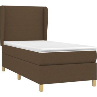 vidaXL Cama Box Spring Con Colch&oacute;n Tela Marr&oacute;n Oscuro 90x190 Cm Vidaxl