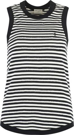 Saint Laurent striped tank top - women - Cotton/Acrylic/Polyamide - M - Black