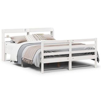 Berkfield Home Bed Frame with Headboard without Mattress White 135x190 cm Double