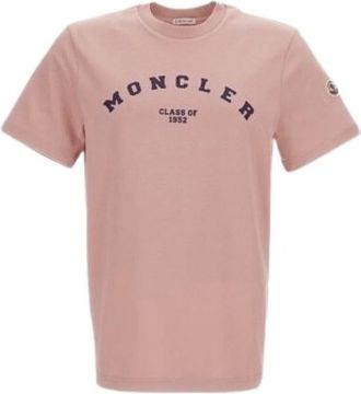 Moncler Tops, Heren, Roze, 2Xl, Katoen, T-shirt met korte mouwen en logoprint