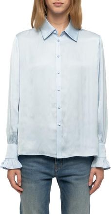Zadig&Voltaire Thely Satin Shirt in Bleu Oxford at Nordstrom, Size X-Small