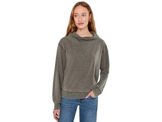 Mod-o-doc Long Sleeve Draped Turtleneck Sweatshirt Womens Sweatshirt Fern : LG (US 12-14), Cotton/Polyester