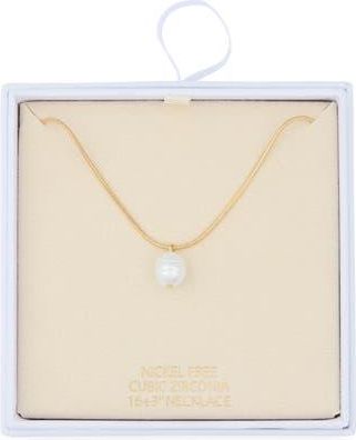 Nordstrom Rack Faux Pearl Pendant Necklace in White- Gold at Nordstrom Rack