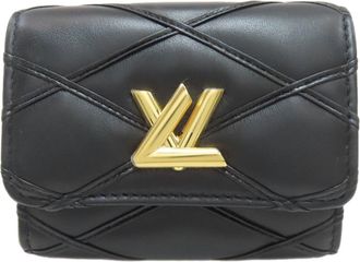 Louis Vuitton Malletage Noir Leather Wallet (Bi-Fold) (Pre-Owned)
