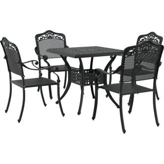 vidaXL Vidaxl Set De Bistro De Jard&iacute;n 5 Piezas De Aluminio Fundido Negro