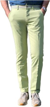 Mason's Slim Cotton Chino met Satijnen Tailleband - Heren - Chinos - Groen - S - Satijn - Broeken