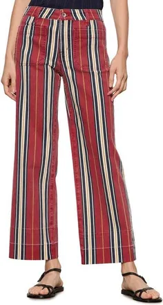 Sanctuary Mariner Wide Leg Stripe Ankle Pants in Very Berry Red at Nordstrom, Size 29
