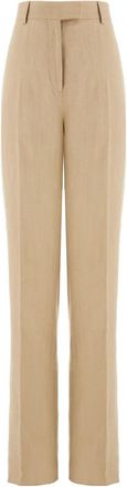 Ferragamo tailored high-waisted trousers - women - Viscose/Linen/Flax/Cotton - 46 - Neutrals
