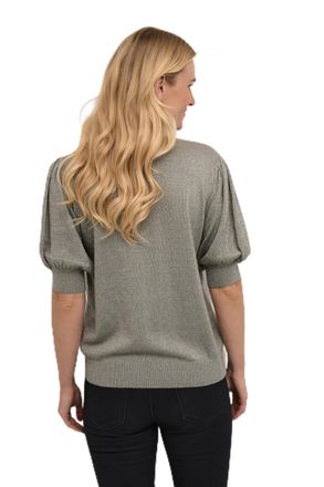 Kaffe Womens Pullover Round Neck Half Length Sleeves Regular Fit Tight Knit, Vetiver, M