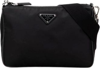 Prada Pre-owned Cross Body Bags, female, Black, Size: ONE SIZE Pre-owned Nylon Crossbody Bag
