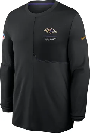 Nike Baltimore Ravens Sideline Coach Nike Mens Dri-FIT NFL Long-Sleeve Top in Black | 03B1049Y8G-B8B